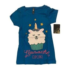 Girl's size 10-12 Short Sleeve T-shirt Llamacorn Cupcake Studio 3 NEW